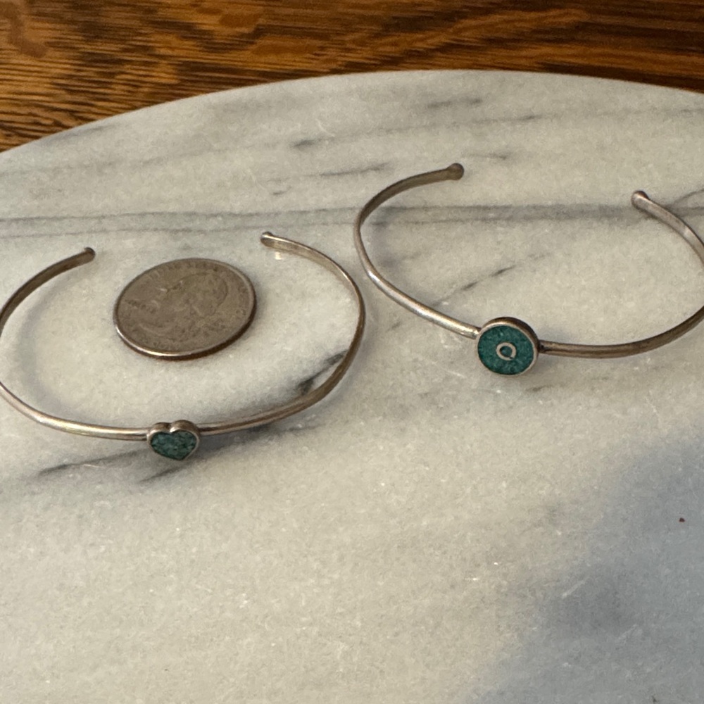 Set of 2 Turquoise Chip Inlay Bracelets